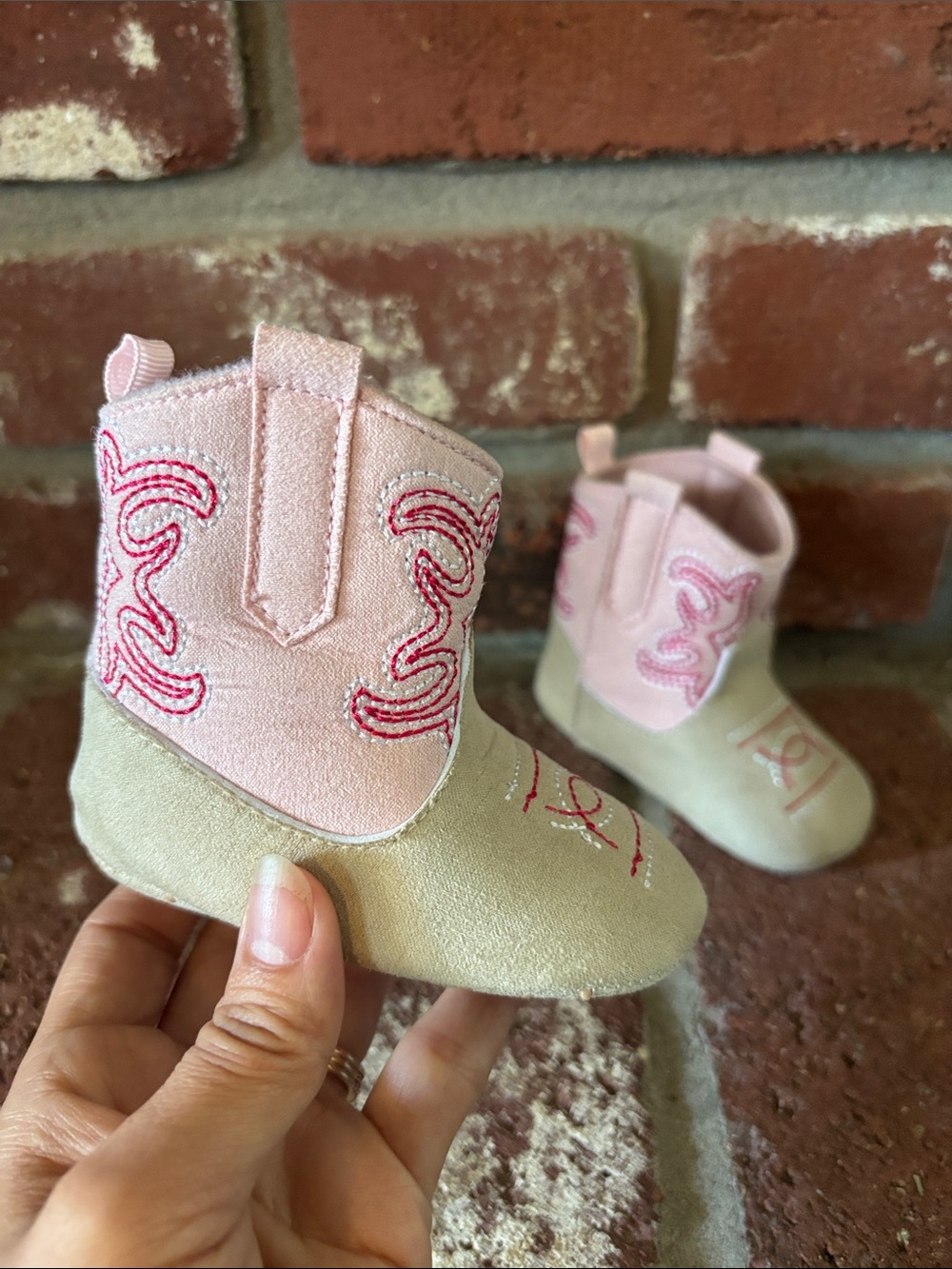 Pink Baby Cowboy Cowgirl Booties Boots Size 6-9 months